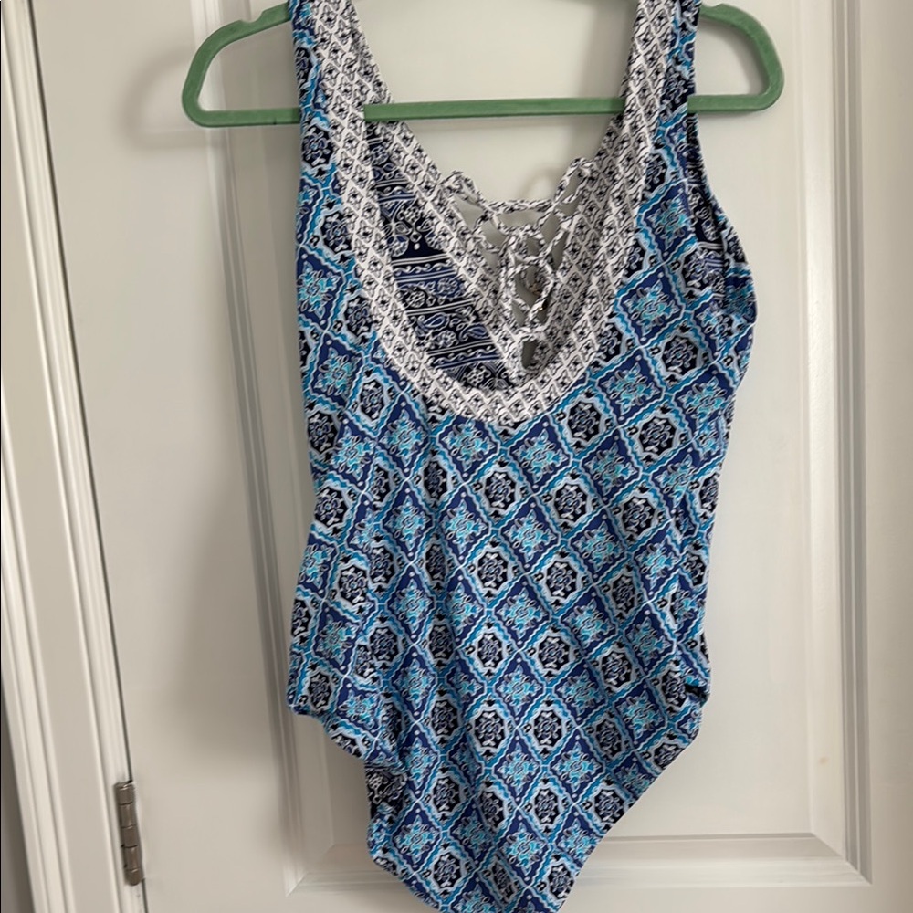 Blue And White Patterned Reversable Swimsuit By T… - image 4